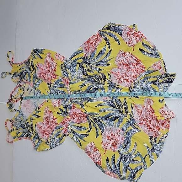 Leith Yellow Tropical Floral Mini Shorts Rompers/ XS - Picture 12 of 16